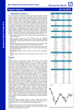 Raport dzienny - Biuro Maklerskie Deutsche Bank Polska