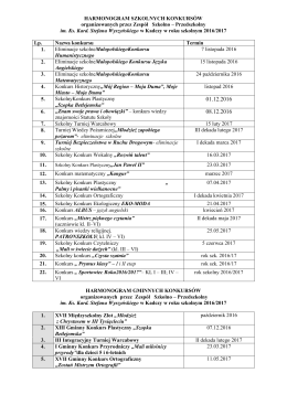 harmonogram szkolnych konkursów organizowanych przez
