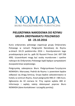 pielgrzymka narodowa do rzymu grupa ordynariatu polowego 18