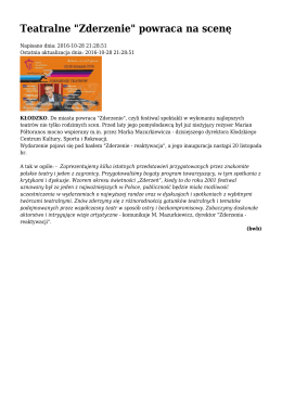Teatralne "Zderzenie" powraca na scenę