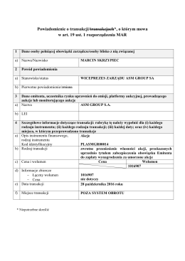 Powiadomienie o transakcji/transakcjach*, o kt&oacute;rym