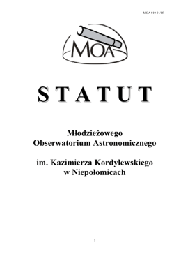 Statut plac&oacute;wki - Młodzieżowe Obserwatorium Astronomiczne w