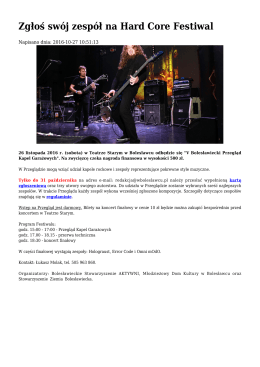 Zgłoś swój zespół na Hard Core Festiwal