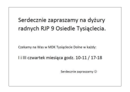 Page 1 Serdecznie zapraszamy na dyżury radnych RJP 9 Osiedle