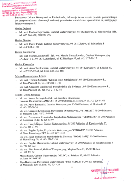 Informacja Powiatowego Lekarza Weterynarii w Pabianicach o