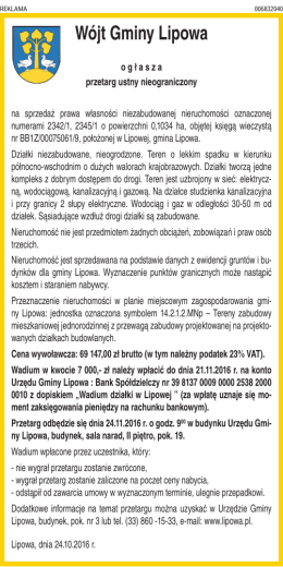 Wójt Gminy Lipowa