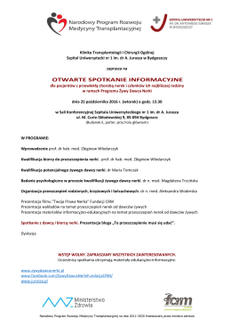 otwarte spotkanie informacyjne - Szpital Uniwersytecki im. A. Jurasza
