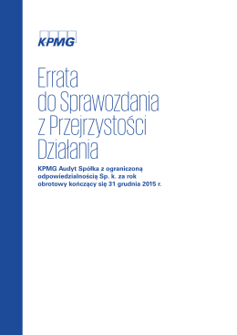 Errata do Sprawozdania z Przejrzystości KPMG Audyt Spółka z