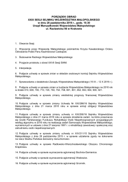 PORZĄDEK OBRAD XXIX SESJI SEJMIKU WOJEWÓDZTWA