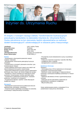 Inżynier ds. Utrzymania Ruchu