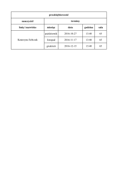 nauczyciel Imię i nazwisko miesiąc data godzina sala październik