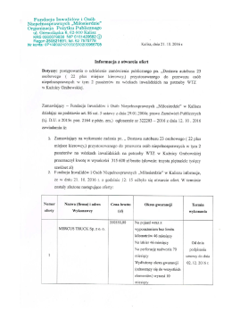 informacja z otwarcia ofert - przetarg