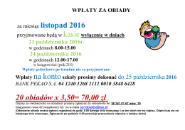 Wpłaty za obiady za m