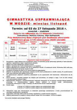 Informacje i harmonogram kliknij TUTAJ