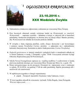 ogłoszenia parafialne - Parafia Garnizonowa