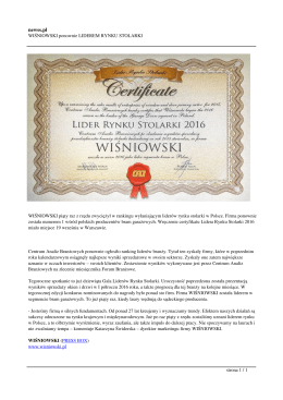WIŚNIOWSKI ponownie LIDEREM RYNKU STOLARKI