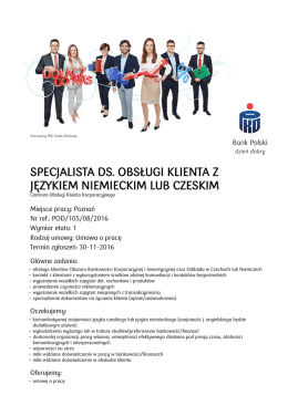 specjalista ds. obsługi klienta z językiem niemieckim lub czeskim