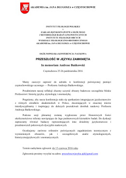 Przeszłość w języku zamknięta. In memoriam Andreae Bańkowski