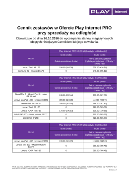 Cennik zestawów w Ofercie Play Internet PRO przy sprzedaży na