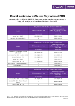 Cennik zestaw&oacute;w w Ofercie Play Internet PRO
