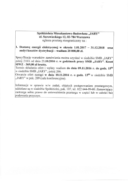 Przetarg nieograniczony na dostawę energii elektrycznej