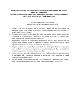Zasady podejmowania studiów na drugim/kolejnym kierunku