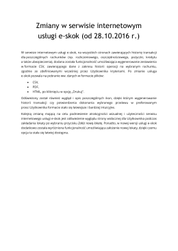 Zmiany w serwisie internetowym usługi e