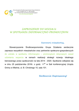 ZAPROSZENIE DO UDZIAŁU W SPOTKANIU INFORMACYJNO