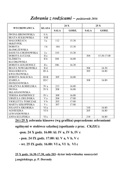 Zebrania z rodzicami – październik 2016