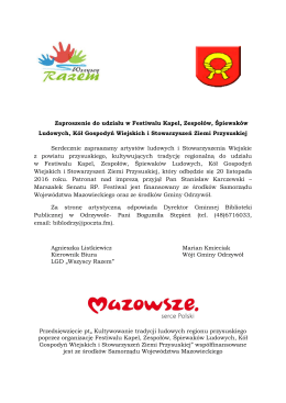 Zaproszenie do udziału w Festiwalu Kapel, Zespołów, Śpiewaków