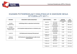 Terminy egzamin&oacute;w zawodowych w sesji zimowej.
