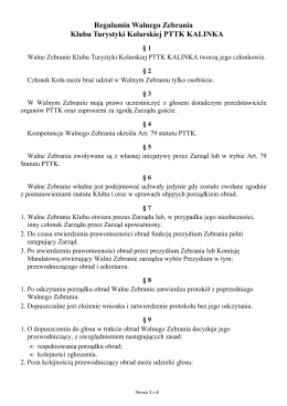 Regulamin Walnego Zebrania - Klub Turystyki Kolarskiej KALINKA