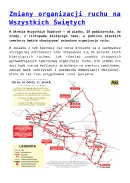 Zmiany organizacji ruchu na Wszystkich Świętych