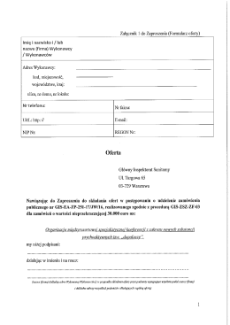 Page 1 Załącznik 1 do Zaproszenia (Formularz oferty) Imię i