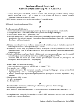 Regulamin Komisji Rewizyjnej - Klub Turystyki Kolarskiej KALINKA