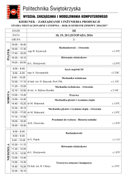 KIERUNEK – ZARZĄDZANIE I INŻYNIERIA PRODUKCJI