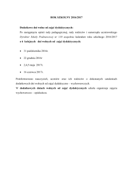 Dodatkowe dni wolne - Szkoła Podstawowa nr 110 w Łodzi