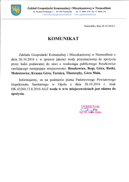 Komunikat ZGKiM w Niemodlinie