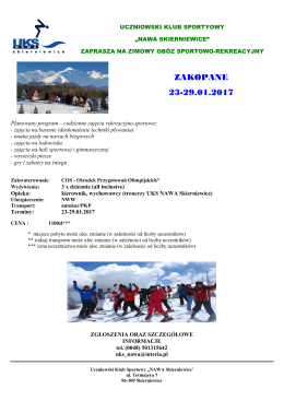 zakopane 23-29.01.2017 - UKS NAWA Skierniewice, Sekcja Pływacka