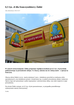 6,5 tys. zł dla franczyzobiorcy Żabki