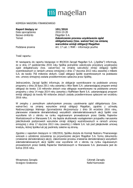 KOMISJA NADZORU FINANSOWEGO Raport bieżący nr