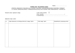 FORMULARZ ZGŁOSZENIA UWAG