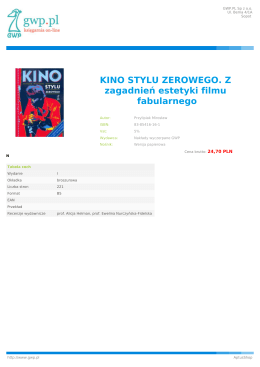 KINO STYLU ZEROWEGO. Z zagadnień estetyki filmu fabularnego