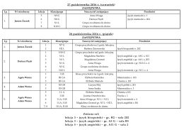 27 października 2016 r. (czwartek) ZASTĘPSTWA 28 października