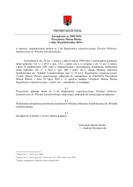 Zarządzenie nr 2601/2016 Prezydenta Miasta Płocka z dnia 28