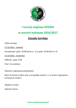 Zasady turnieju - MKT Stalowa Wola