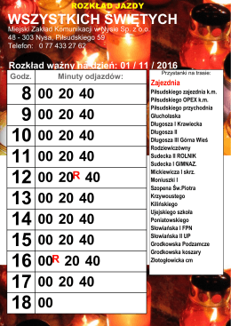 WSZYSTKICH ŚWIĘTYCH 8 00 20 40 9 00 20 40 10 00
