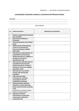 Uzasadnienie zgodności z lokalnymi kryteriami wyboru