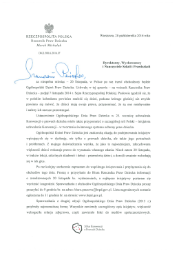 List Rzecznika Praw Dziecka do Dyrektor&oacute;w, Wychowawc&oacute;w