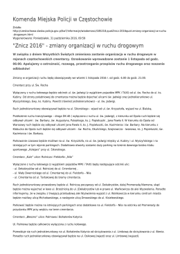 "Znicz 2016" - zmiany organizacji w ruchu drogowym
